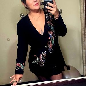 Vintage 90s Sequin Beaded Wool Blazer